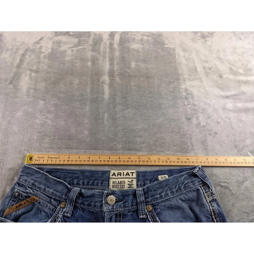 Ariat Jeans Mens 35x28 Blue M4 Relaxed Bootcut Denim Western Cowboy Rodeo READ